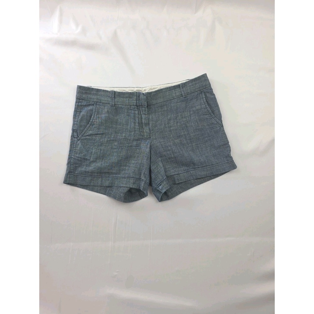 J.Crew Women's Blue Chambray Cotton Pocket Casual Shorts Size 6 - 4 Inch Inseam
